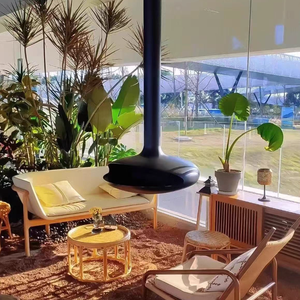 Чёрный настенный круглый декоративный электрический камин с металлическим каркасом для дома и отелей, с английским дисплеем - Product Image 6