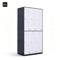 Casier en acier à 6 portes, casier de rangement en métal à 2 niveaux avec portes ventilées et serrure à came pour salle de sport, école, vestiaire du personnel