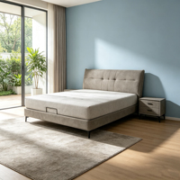 Cadre de lit minimaliste nordique en métal réglable, design moderne de luxe léger, décoration intérieure, revêtement en cuir véritable