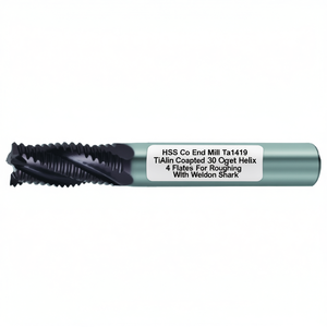 Fresa de extremo HSS-Co con recubrimiento TiAlN, helicoidal de 30 grados, 4 filos para desbaste con vástago Weldon - Product Image 2