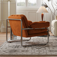 Fauteuil de loisirs Bauhaus rétro en acier inoxydable, canapé individuel de designer italien minimaliste pour salon et B&B