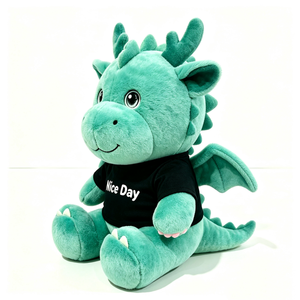 ปรับแต่งมังกรน่ารัก plushie, นั่งมังกรยัดไส้ของเล่น, มังกรผ้ากำมะหยี่กับเสื้อ, ของเล่นตุ๊กตามังกรยัดไส้สัตว์, - Product Image 1