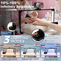 Lampe de maquillage pour salon de manucure, tatouage et cils LED 40W avec support pour smartphone et design réglable, lumière de bureau en forme de demi-lune