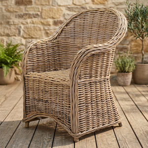 High Quality Wooden Hotel <b>Chair</b> Made of Rattan <b>Cane</b> and Rattan Kubu Grey with Cushion Originally From Indonesia - Product Image 3