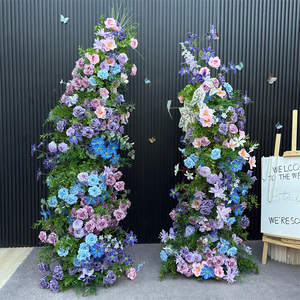 Nouveauté Arche florale rose bleue violette Arrangement <span class=keywords><strong>de</strong></span> fleurs artificielles Toile <span class=keywords><strong>de</strong></span> fond <span class=keywords><strong>de</strong></span> mariage Arche en forme <span class=keywords><strong>de</strong></span> corne pour la décoration d'événements d'anniversaire - Product Image 4