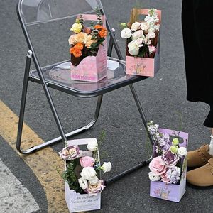 Caja de Flores Portátil Ecológica de Cartón Blanco con Estampado Dorado, Embalaje Floral <span class=keywords><strong>para</strong></span> Días Festivos, Material <span class=keywords><strong>para</strong></span> Arreglos Florales Personalizados con Protección UV - Product Image 2