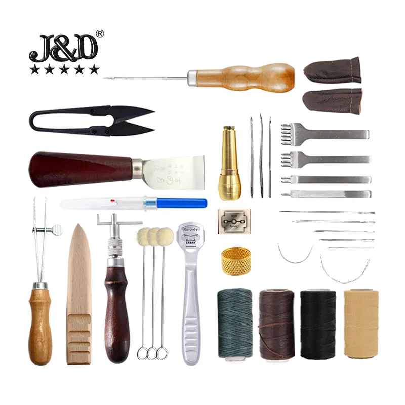 Leather DIY sewing tool accessories, hand tailoring a variety of leather tool sets Various styles of leather tool set