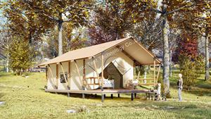 Grande tente de safari en toile tropicale 5*9m avec deux lits, résistante à la chaleur, avec structure en bois et salle de bain, pour le désert - Product Image 2