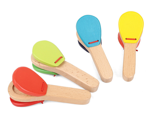 Crianças De Madeira Música Brinquedos Bebê Mão Clapper Orff Percussão Instrumento Preschool Early Educational Toy Natural Eco-Friendly