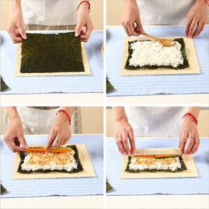 Estera de caña rodante de <span class=keywords><strong>sushi</strong></span> de bambú blanco verde - Product Image 3