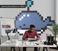 Bébé baleine Pixel Art mural décoration de la maison polyester feutre acoustique panneaux muraux décoratifs carreaux panneau pin pour la maison bureau décor mural