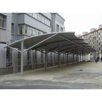 Auvent à tiges de traction en PTFE PVDF grande portée, résistant au feu, imperméable, pare-soleil et abri de pluie pour parking commercial