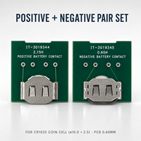 Ieeton Medical Paire de batteries bouton 4P en acier inoxydable CR1025, plaqué nickel, avec pad doré pour PCB SMT, pour surveillance de la glycémie