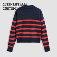 Logo personnalisé femmes pull rayé grande taille femmes printemps épais chandails avec Embr grande taille vacances femmes chandails