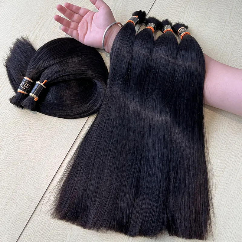 20 30 40 Inch Natural No Weft Bulk Hair Raw Unprocessed Virgin Indian Hair Super Double Drawn Human Hair Bulk