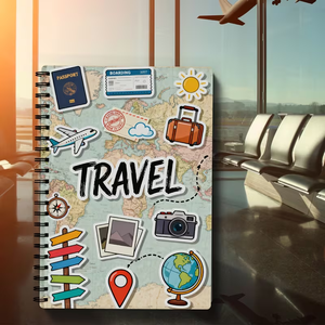 Journal de <span class=keywords><strong>voyage</strong></span> vintage - Design carte du monde avec Paris, <span class=keywords><strong>New</strong></span> <span class=keywords><strong>York</strong></span>, Londres, Tokyo, Rome, Sydney, Dubaï, Bangkok, Istanbul - Product Image 2