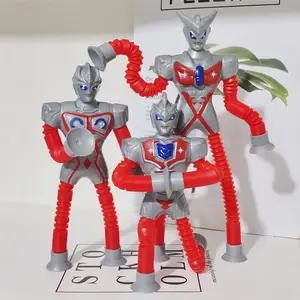 Top Selling Ultraman Tube Toy Retractable Deformation Cartoon Anime Plastic Kids' Puzzle Juguetes Funny Deccompression Toy