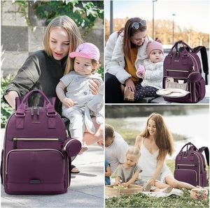 Free Sample Large Capacity <b>Vegan</b> PU <b>Leather</b> Baby Diaper Bag <b>Backpack</b> Multi-function Maternity Nappy Travel Bags for Mummy Mother - Product Image 5