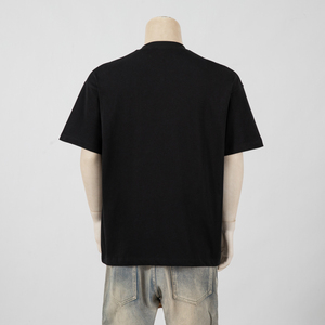 Kaos Hitam Grosir Terbaru Custom <span class=keywords><strong>Logo</strong></span> Reflektif Bahan Campuran Katun Poliester untuk Pria Musim Panas - Product Image 4