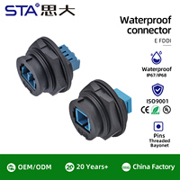 Conector FDDI Impermeable Tipo Bayoneta, Monomodo, Doble Núcleo, Montaje en Panel Frontal/Trasero, Conector 13/16"-28UNS