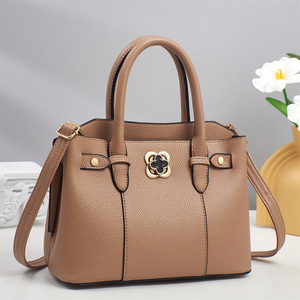 Sac à main élégant pour femme en cuir microfibre avec bandoulière amovible, fermeture à loquet, motif litchi, sac pour usage quotidien - Product Image 3