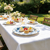 Assiettes en papier bleues et blanches à motifs floraux, jetables, festonnées, style vintage, pour dîner, 7, 8, 9 pouces, pour décoration de baby shower et de fête du thé