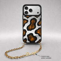 Coque de protection antichoc en acier inoxydable avec logo personnalisé, chaîne de téléphone et sangle miroir intégrée pour iPhone 17 – Vente en gros