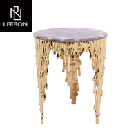 Nouveau design nordique pieds en cuivre de luxe Volakas naturels table d'appoint ronde en marbre de luxe moderne