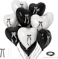 Ensemble de ballons en aluminium en forme de cœur bleu, blanc crème et noir, 18 pouces, à l'hélium, finition mate, pour décoration de fête de naissance, anniversaire ou fiançailles