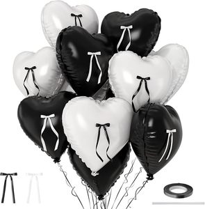 Ensemble de ballons en aluminium en forme de cœur bleu, blanc crème et noir, 18 pouces, à l'hélium, finition mate, <span class=keywords><strong>pour</strong></span> décoration de fête de naissance, anniversaire ou fiançailles - Product Image 2
