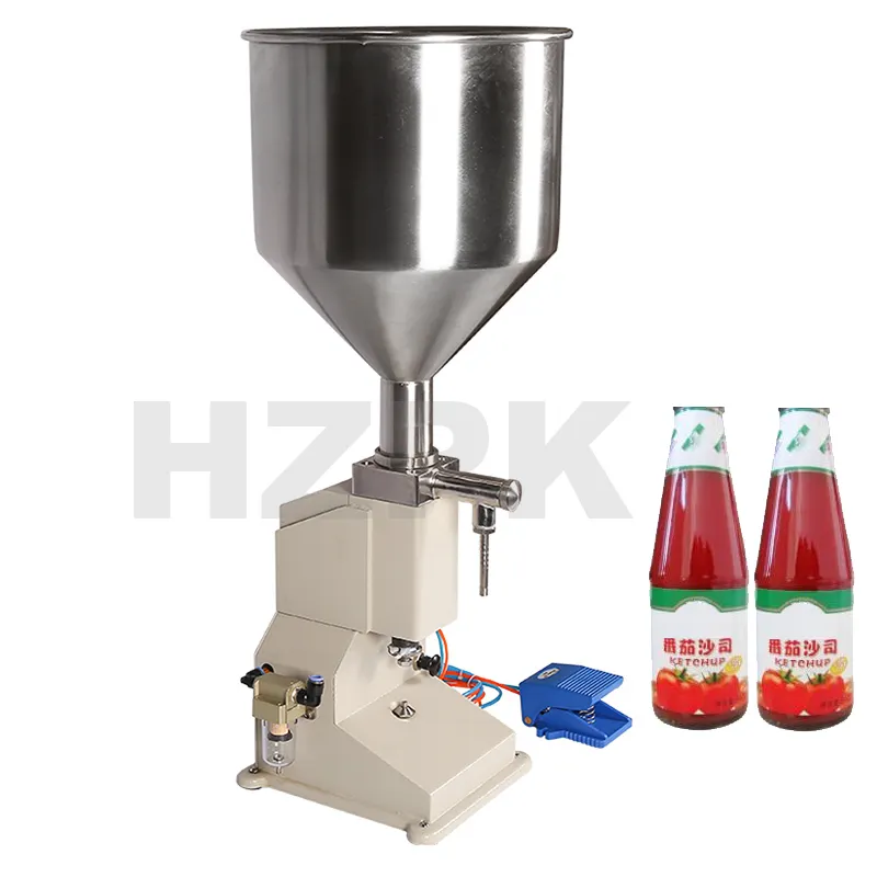 Machine de remplissage de pâte à pédale pneumatique, appareil de remplissage de pâte Semi-automatique de 5-50ml HZPK A02