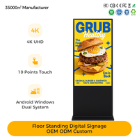 Pantalla Táctil 4K Android 14 con Soporte de Pie para Publicidad en Interiores, Señalización Digital Comercial con Pantalla Táctil para Tiendas Minoristas