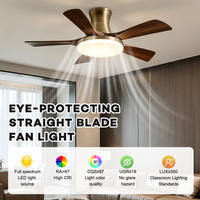 Ventilateur de plafond à LED avec protection oculaire, 5 pales, télécommande, variateur d'intensité, réversible, pour chambre et salon