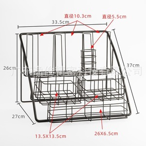 Support à gobelets en fer noir, type sur pied, étagère de rangement multifonctionnelle pour gobelets jetables à café et thé - Product Image 4