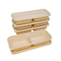 Boîte bento jetable écologique en amidon de maïs, conteneur alimentaire rectangulaire japonais avec couvercle pour la restauration