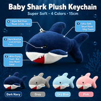 En gros, Porte-clés breloque de sac en peluche requin 4 couleurs, 15 cm, animal en peluche doux et câlin, rembourré en coton PP, cadeau de remise de diplôme, usine OEM