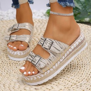 Ciabatte da <span class=keywords><strong>donna</strong></span> casual con cinturino incrociato, comode, classiche, con zeppa e plateau, alla moda, slip-on - Product Image 3