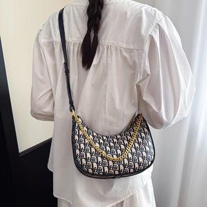 Винтажная женская сумка-Кроссбоди для подмышек, модная 2025, полиуретановая застежка на молнии, с двумя ремешками, геометрическим узором, цепочка Portable.<span class=keywords><strong>8037</strong></span> - Product Image 6