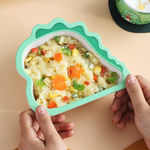 ชุดจานชามเด็กทำจากใยไผ่ 5 ชิ้น ชุดจานแบ่งสำหรับ<span class=keywords><strong>เด็ก</strong></span> ลายไดโนเสาร์ ชามข้าว ช้อน ส้อม การ์ตูน ของขวัญสำหรับแม่และเด็ก - Product Image 2