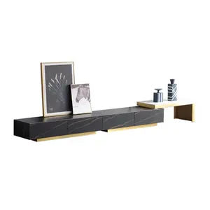 Contemporary style elegant white TV cabinet MDF material tv stand with three large drawers