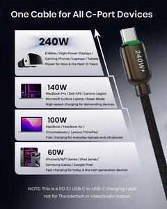 <span class=keywords><strong>Cable</strong></span> <span class=keywords><strong>de</strong></span> Carga <span class=keywords><strong>de</strong></span> Alta Calidad <span class=keywords><strong>de</strong></span> 240w PD3.1, <span class=keywords><strong>Cable</strong></span> <span class=keywords><strong>de</strong></span> Transferencia <span class=keywords><strong>de</strong></span> Datos <span class=keywords><strong>de</strong></span> Carga Rápida <span class=keywords><strong>de</strong></span> 5a, <span class=keywords><strong>Cable</strong></span> USB-C <span class=keywords><strong>de</strong></span> 1m con Trenzado <span class=keywords><strong>de</strong></span> Nailon para Teléfono - Product Image 5