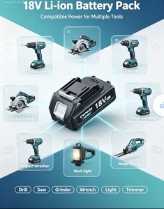 Paket Baterai Lithium Ion 18V DC Isi Ulang, Baterai Pengganti Li-ion untuk Perkakas Bor Tanpa Kabel, Paket Baterai Lithium - Product Image 2