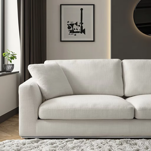 Divano Sezionale di Lusso a Tre Posti in Stile Francese con Comodo Tessuto <span class=keywords><strong>Bianco</strong></span> per Soggiorno - Product Image 3