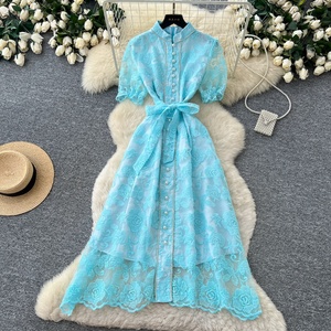 Vestido Túnica Casual de Verano para Mujer, Vestido Midi con Bordado de Cuentas y Malla - Product Image 2