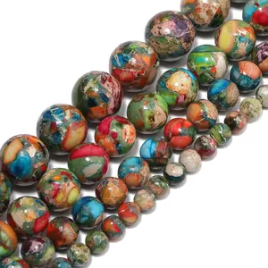 Perline turchesi imperiali naturali <span class=keywords><strong>diaspro</strong></span> 4/6/8/10mm fiore <span class=keywords><strong>verde</strong></span> sedimento del mare pietre per la creazione di gioielli fai da te braccialetti - Product Image 2