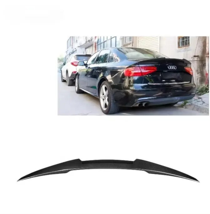 For Audi A4 S4 RS4 B8 B8.5 Add M4 Style Dry Carbon Fiber Rear Trunk Tail Wing Boot Lip Ducktail Spoiler Year 2013-2016