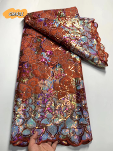 Tessuti in Pizzo all'Ingrosso, Doppia Rete per Matrimoni, Perline Africane con Paillettes, Pizzo Francese - Product Image 6
