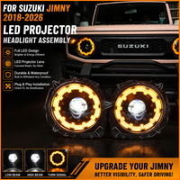 Para Jimny JB64 JB74 2018-2026, Conjunto de Faros Delanteros LED de Doble Haz para Todoterreno 4x4, Estilo FJ Cruiser con Luces de Circulación Diurna, Par de Lámparas Delanteras