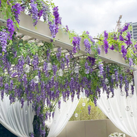 Hiasan langit-langit bunga gantung buatan kustom untuk pernikahan mewah dekorasi langit-langit bunga gantung Wisteria Merah gading