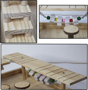 Plateforme d'activités en bois naturel pour hamsters et gerbilles, système <span class=keywords><strong>de</strong></span> gymnastique pour souris, accessoires <span class=keywords><strong>de</strong></span> cage d'exercice pour hamsters syriens - Product Image 4